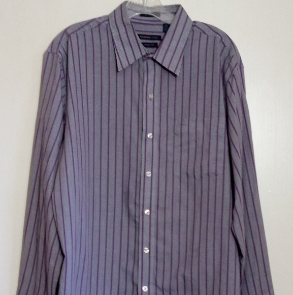 Van Heusen Studio wrinkle free slim fit button down shirt men size large 16-16.5 - Picture 1 of 8